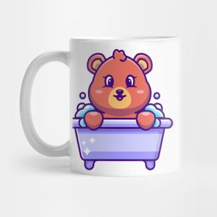 Cute bear in a bathtub cartoon character Mug